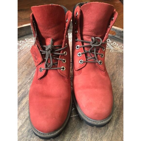 Men's Timberland Red Leather and Nubuk 6" Boots- Size 9M - Picture 5 of 11